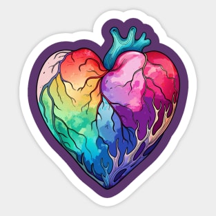 Rainbow Color Heart Illustration Sticker